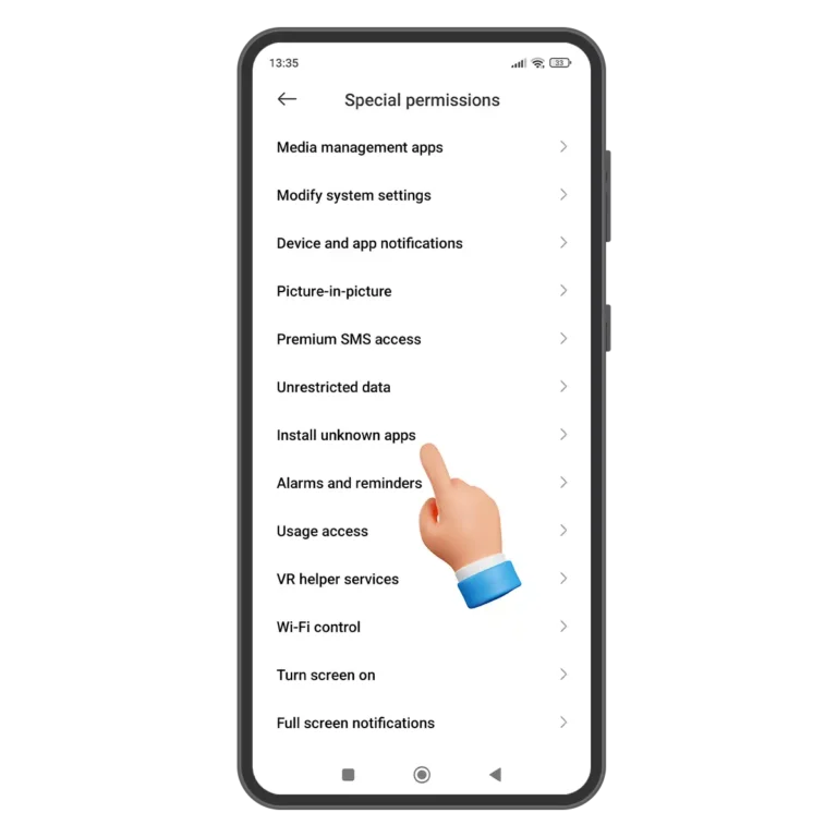 Enable installations from unknown sources in your phone's settings, Step 4.