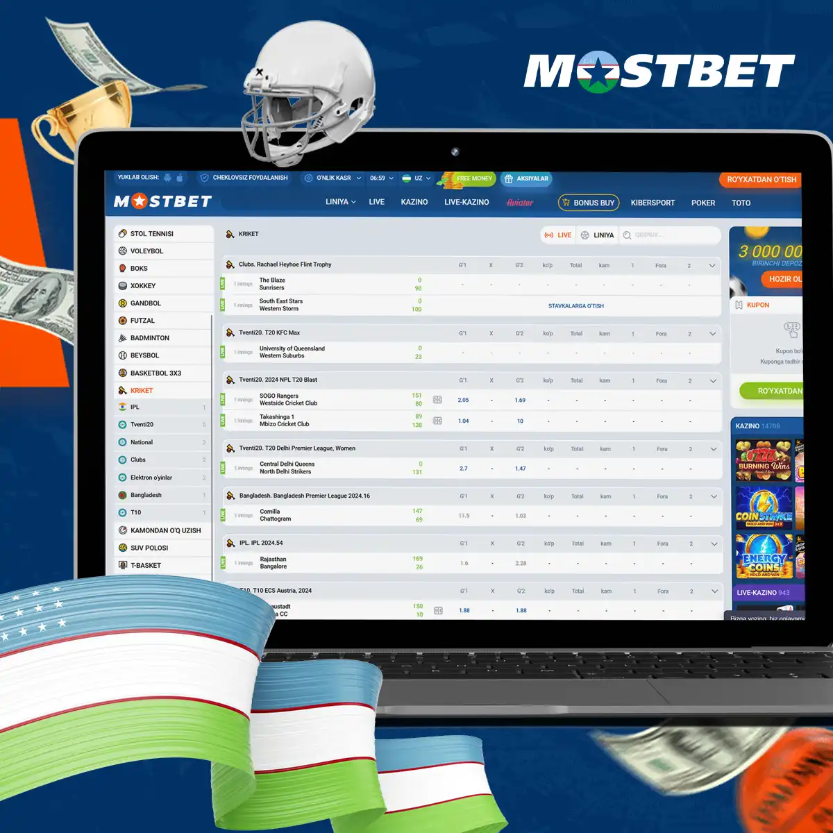 How to bet on cricket at Mostbet?