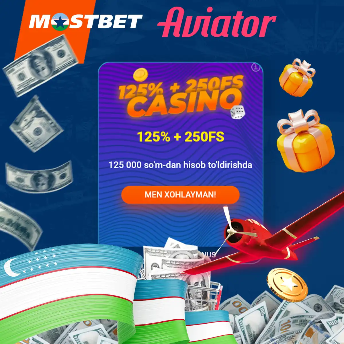 You can receive bonuses for the Aviator game at Mostbet.