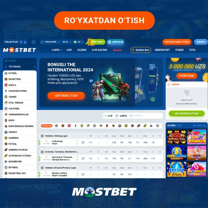 Head over to the official Mostbet website and click on the Registration button, Step 1.